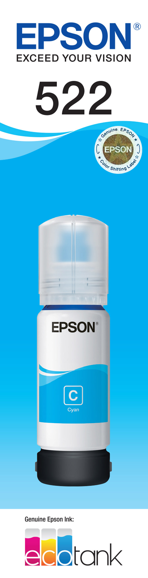 T522 - EcoTank - Cyan Ink Bottle