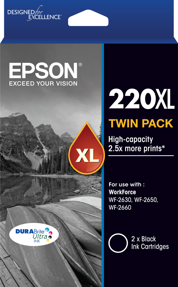 220XL - High Capacity DURABrite Ultra - Twin Pack Black Ink Cartridge