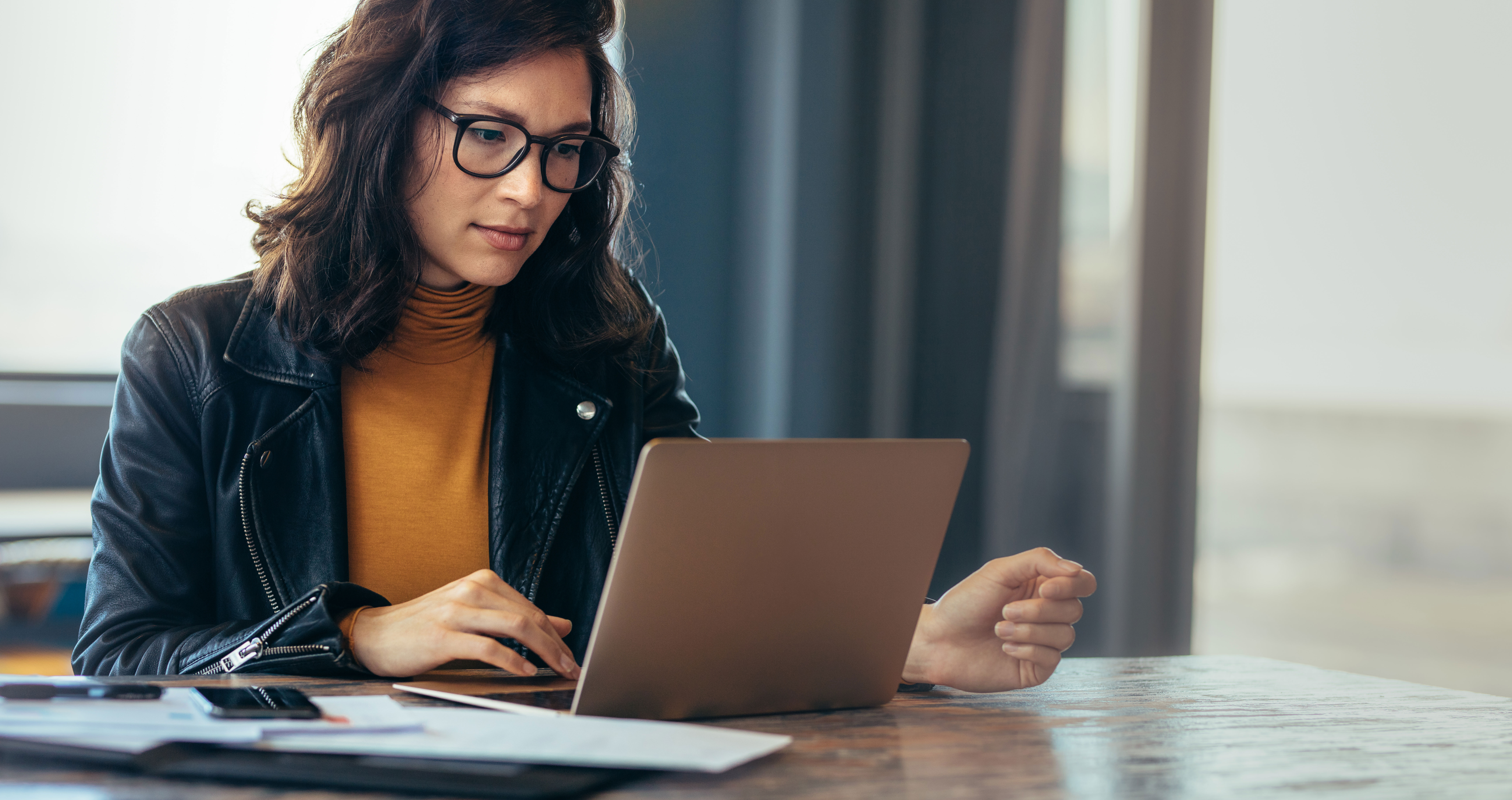 Woman using laptop