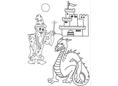 Wizard & Dragon Colouring Sheet