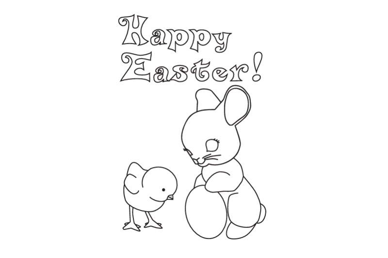 Easter Bunny and Chick Colouring Sheet