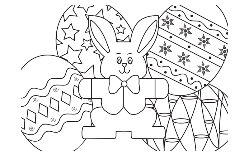 Easter Bunny and Eggs Colouring Sheet