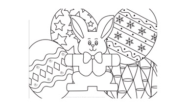 Easter Bunny and Eggs Colouring Sheet