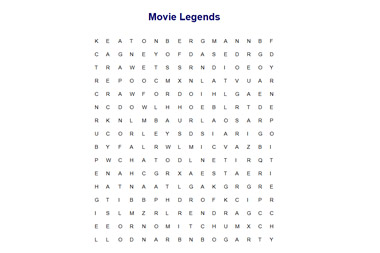 Movie Legends Find-a-Word