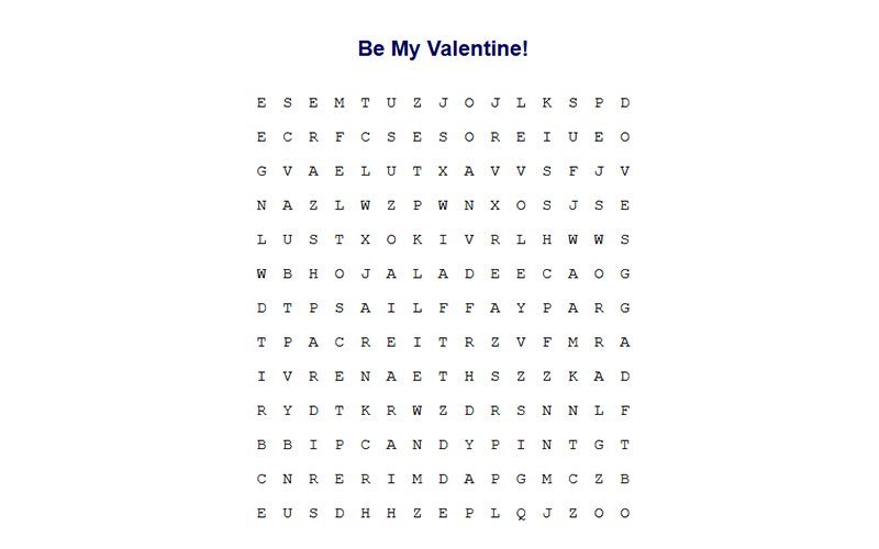 Be My Valentine Find-a-Word
