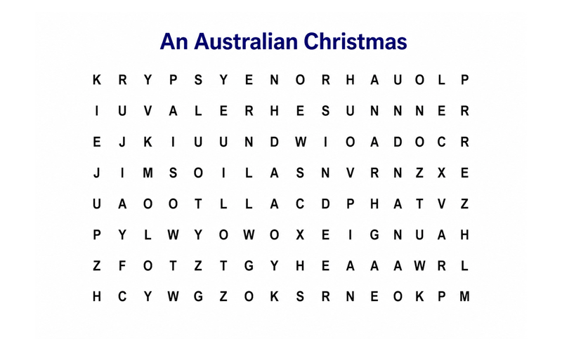 An Australian Christmas Find-a-Word