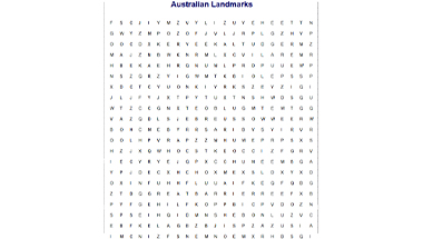 Australian Landmarks Find-a-Word