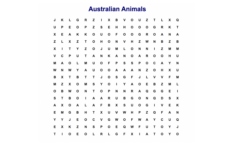 Australian Animals Find-a-Word