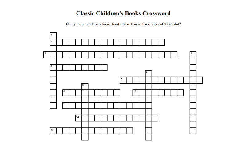 Children's Books Crossword