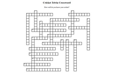 Cricket Trivia Crossword