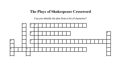 The Plays of Shakespeare Crossword