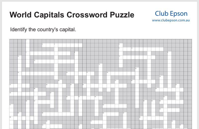 World Capitals Crossword