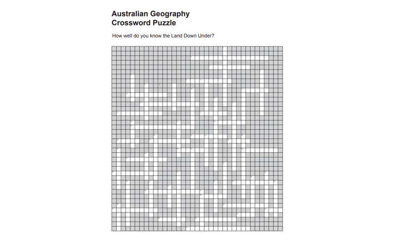 Australian Geography Crossword