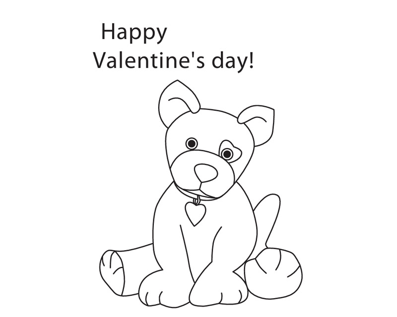 Valentine's Day Puppy Colouring Sheet