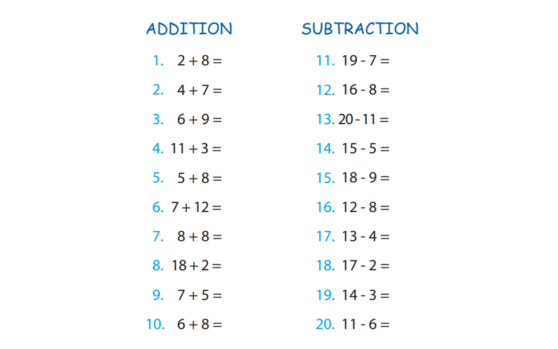 Addition & Subtraction Worksheet 2