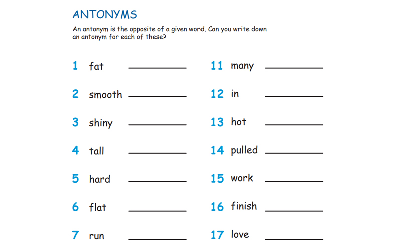Antonyms Worksheet