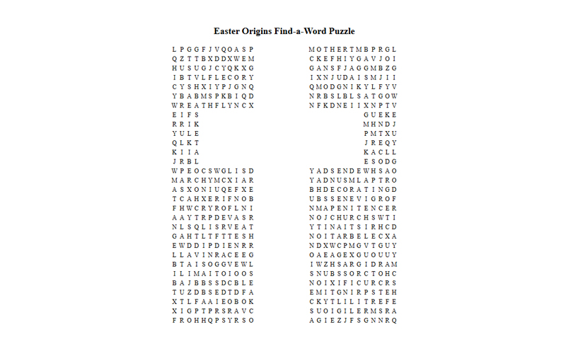 Easter Origins Find-a-Word