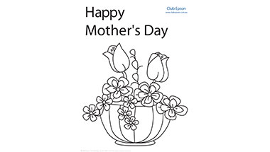 Flower Basket Colouring Sheet
