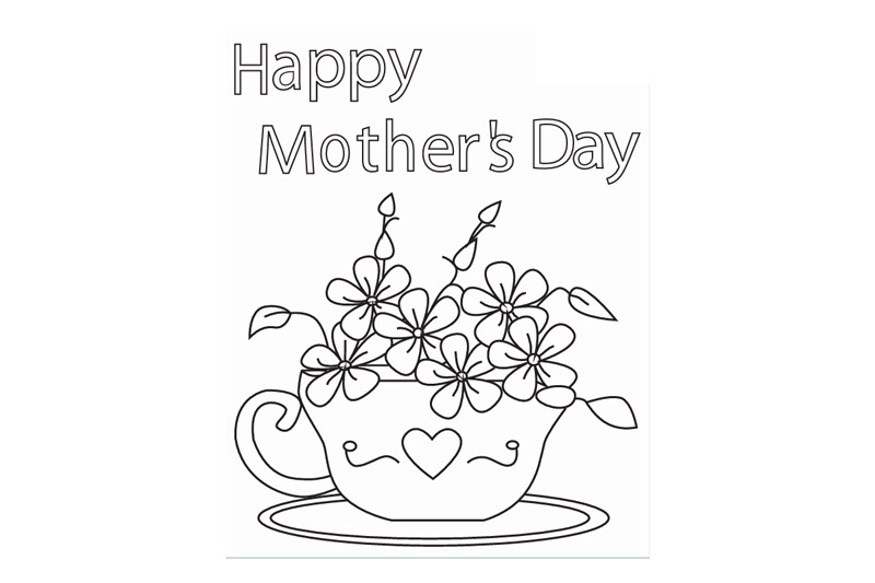 Flower Teacup Colouring Sheet