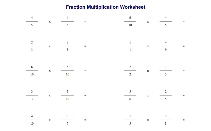 Fraction Multiplication Worksheet