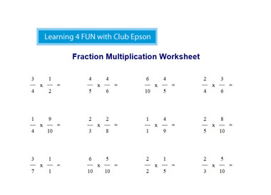 Fraction Multiplication Worksheet