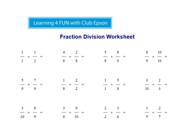 Fraction Division Worksheet
