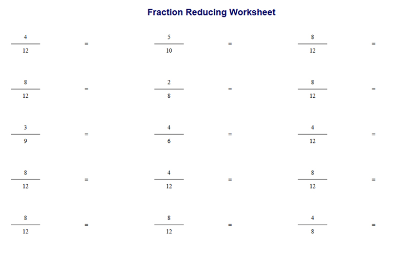 Fraction Reducing Worksheet 2