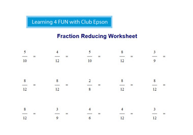 Fraction Reducing Worksheet 2