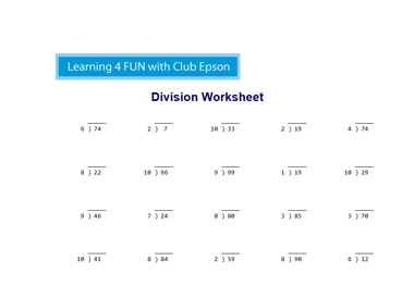 Division Worksheet