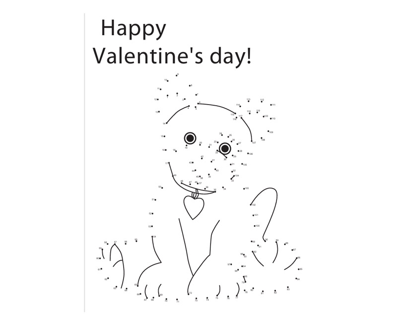 Valentine's Day Puppy Dot-to-Dot