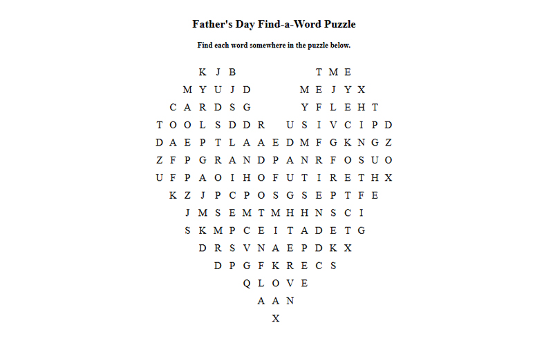 Father's Day Find-a-Word
