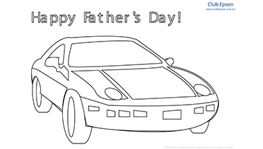 Father's Day Sports Car Colouring Sheet