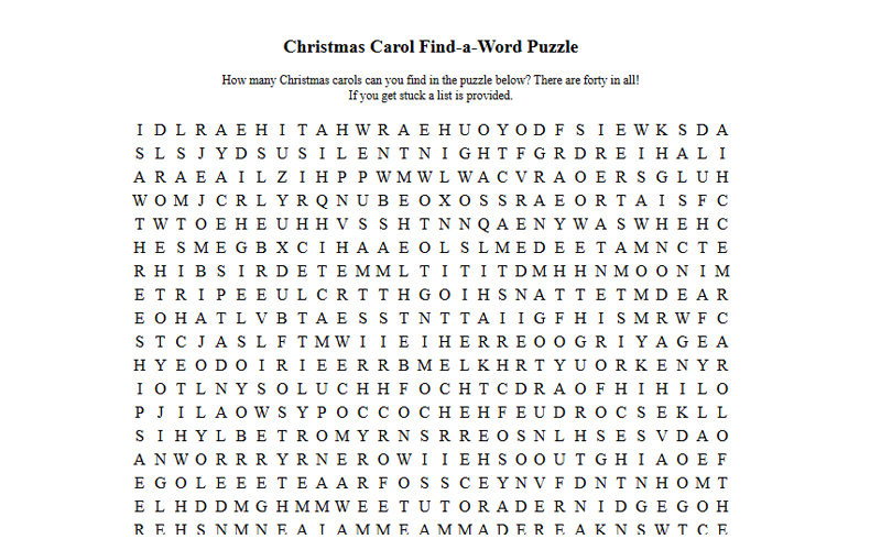 Christmas Carol Find-a-Word