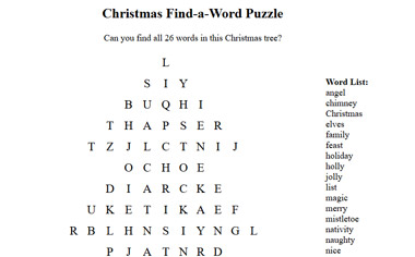 Christmas Tree Find-a-Word