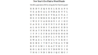 New Year's Eve Find-a-Word