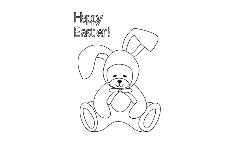Easter Bunny Bear Colouring Sheet