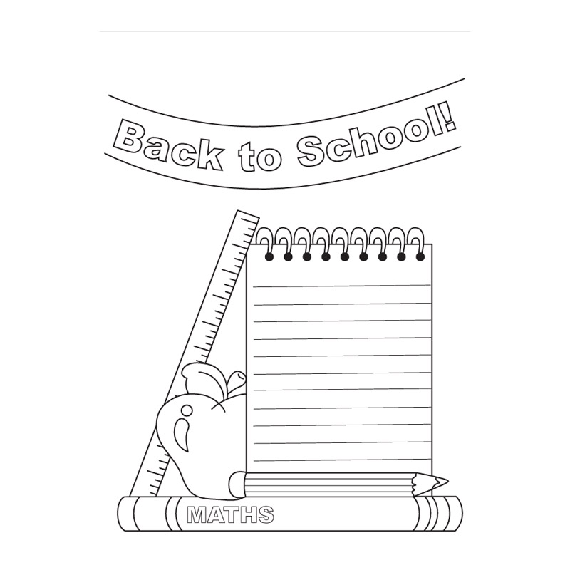 School Supplies Colouring Sheet